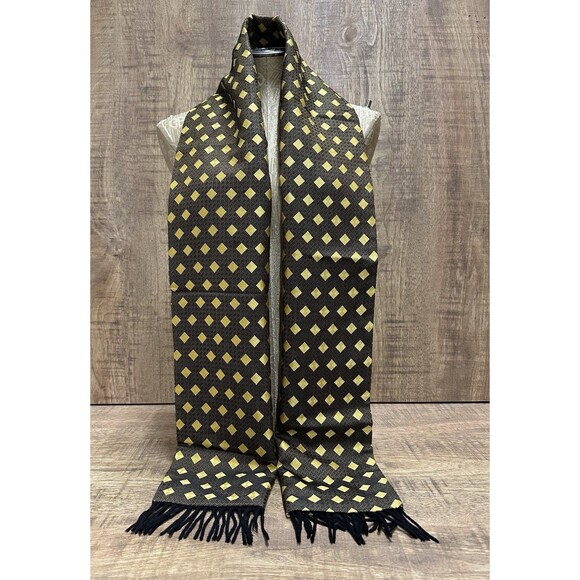 Chelsea by Joseph men scarf black and yellow  lamb wool  11 X 66 Inches - Picture 1 of 14